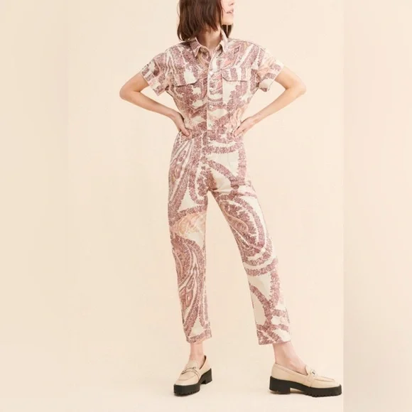 Free people We The Free Marci Printed Paisley Coverall Jumpsuit - Picture 1 of 9